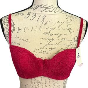 b.tempted By Wacoal Red Balconette Ciao Bella Underwire Bra Size 32D